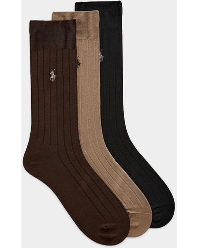 Polo Ralph Lauren Neutral Ribbed Dress Socks 3 - Brown