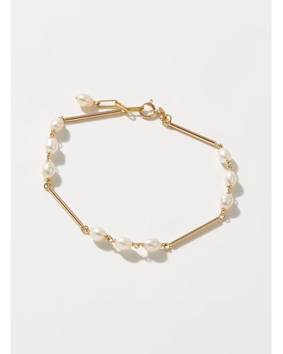 POPPY FINCH Pearls And Metallic Rod Bracelet - Natural