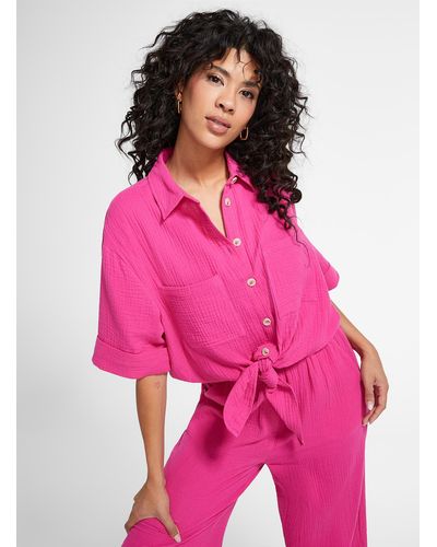 FRNCH Ebene Oversized Cotton Gauze Shirt - Pink