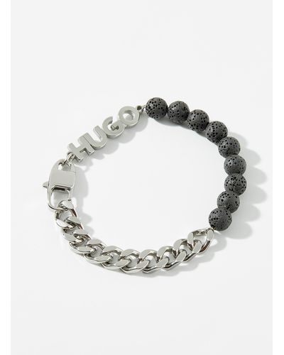 HUGO Lava Stone Chain Bracelet - Metallic