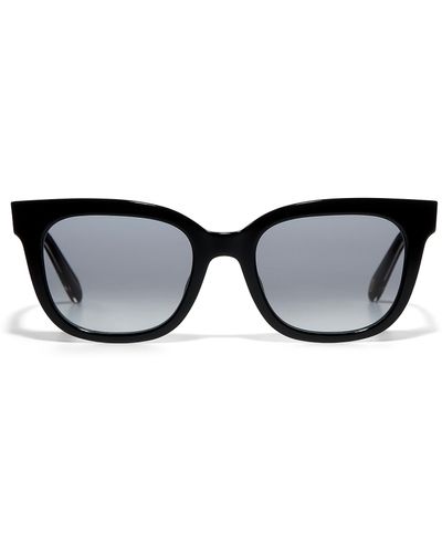 Fossil Embedded Temple Square Sunglasses - Black