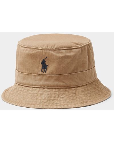 Polo Ralph Lauren Embroidered Logo Pure Cotton Bucket Hat - Natural