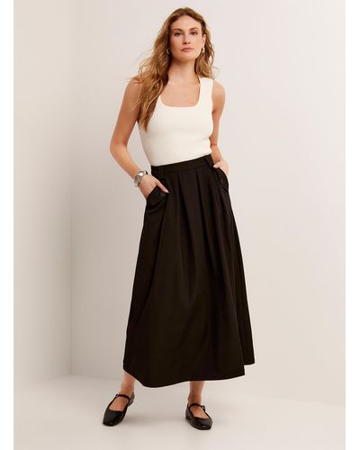 Contemporaine Flaps Pleated Waist Skirt - Black
