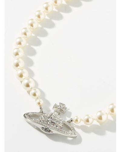 Vivienne Westwood Crystals And Pearls Orb Choker - White
