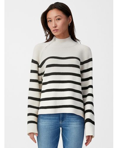 B.Young Ribbed And Striped Mock - White