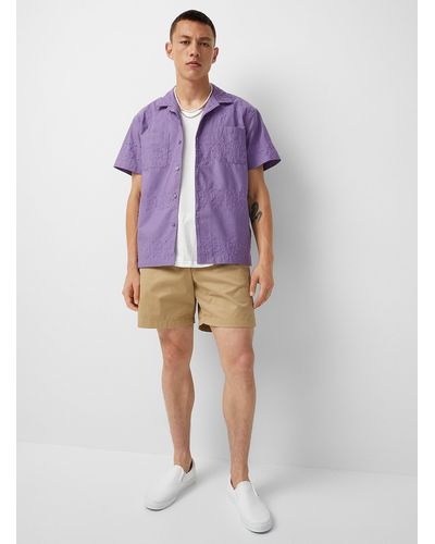 Obey Psalm Embroidered Camp Shirt - Purple