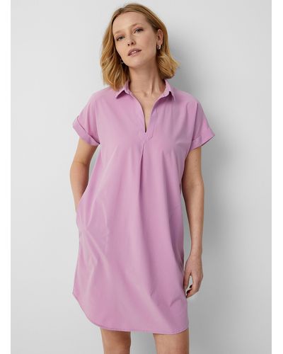 INDYEVA Shirt Collar Stretch Dress - Purple