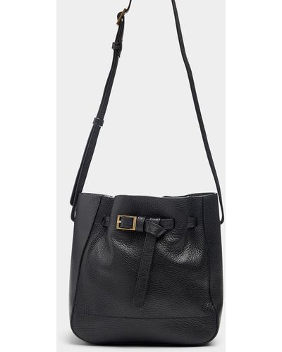 Flattered Bo Small Belted Leather Bucket Bag - Black