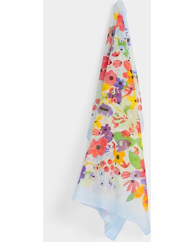 Fraas Geo Floral Lightweight Scarf - White