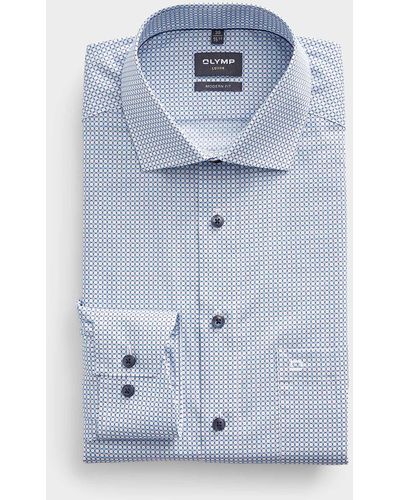 Olymp Blue Geometric Dot Shirt Comfort Fit