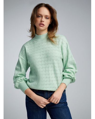 ONLY Pointelle Knit Mock - Green