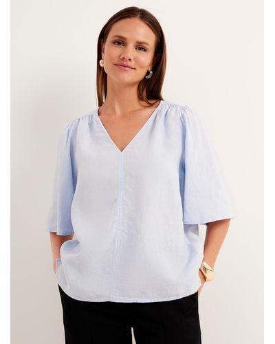 Marc O' Polo Flared Sleeves Pastel Linen Blouse - White