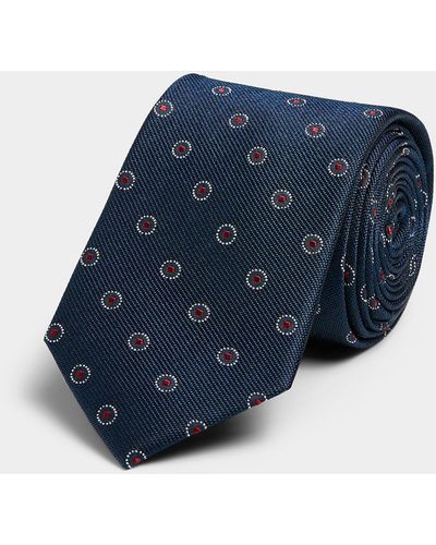 Le 31 Dotted Stripe Circle Tie - Blue