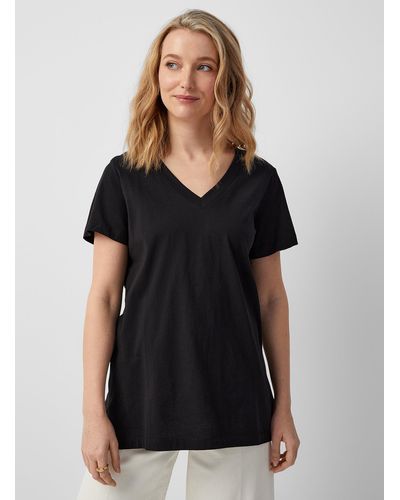 Contemporaine V-neck Tunic T-shirt (women, Black, Large)