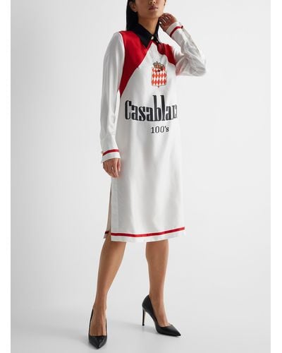 Casablancabrand Signature Silk Shirt Dress - White