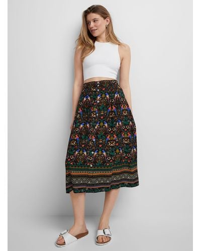 Icône Buttoned Flowy Skirt - White