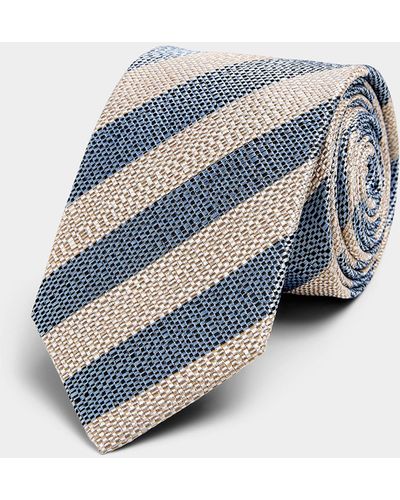 Olymp Pure Silk Diagonal Stripe Tie - Blue