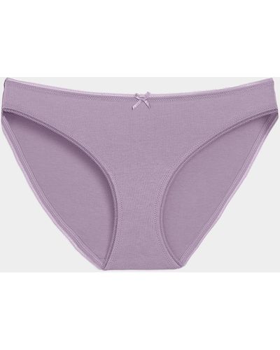 Miiyu Scalloped Trim Organic Cotton And Modal Bikini Panty - Purple