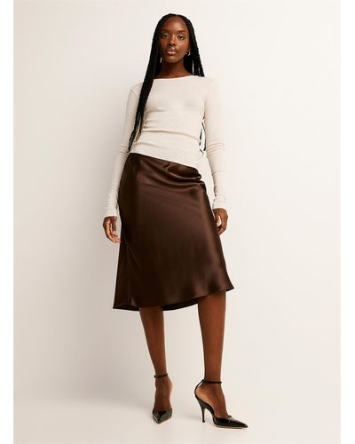 Icône Midi Satiny Skirt - Natural