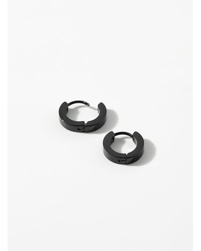 Le 31 Small Thick Metallic Hoops - Black