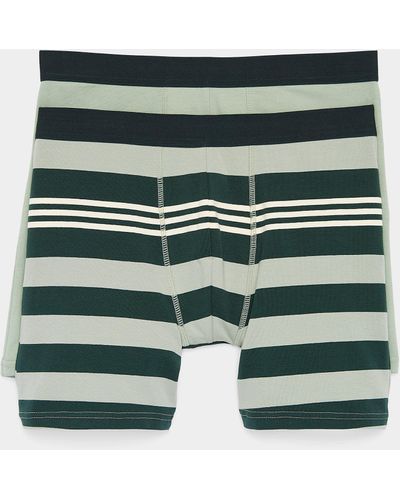 Le 31 Solid And Striped Essential Boxer Briefs 2 - Green