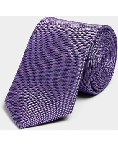 Le 31 Dotwork Check Jacquard Tie - Purple