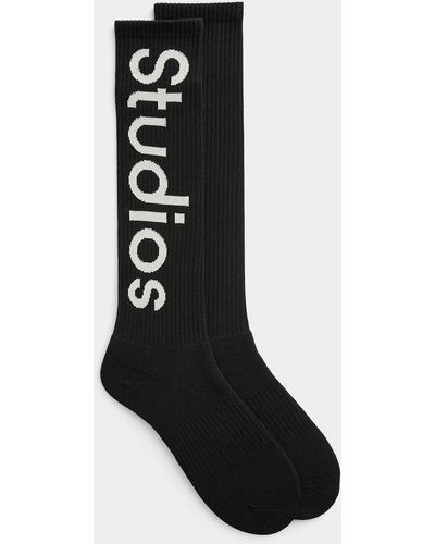 Acne Studios Long Signature Ribbed Socks - Black