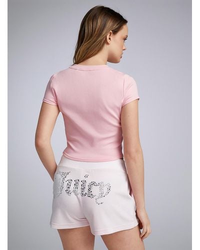 Juicy Couture Diamonds Logo Pink Velvet Short
