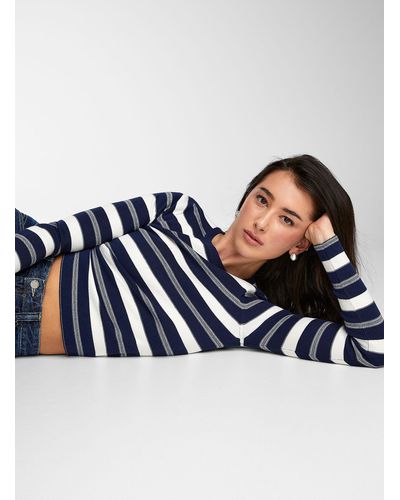 Icône Striped Fitted Sweater - Blue