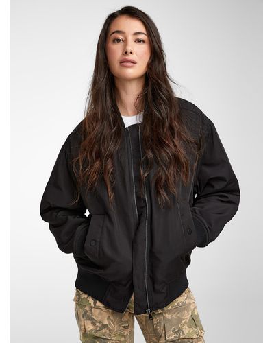 Icône Recycled Polyester Loose Bomber Jacket - Black