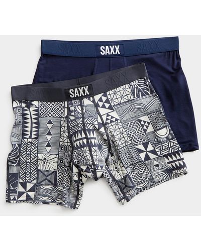 Saxx Underwear Co. Exotic Mosaic Boxer Briefs Vibe - Blue