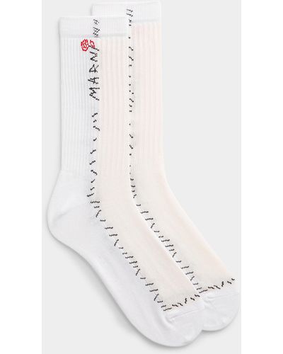 Marni Flowery Signature Socks - White