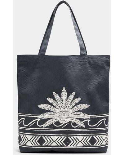 Scotch & Soda Tropical Embroidery And Print Tote - Blue
