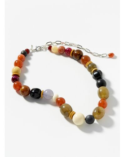 Pilgrim Oversized Colourful Bead Necklace - Brown