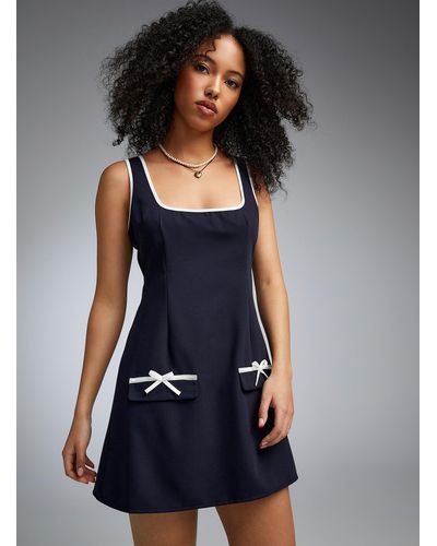 Motel Bow Flaps Navy Dress - Blue