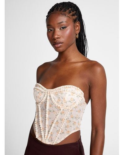 Icône Flowers And Pearls Micromesh Corset - White