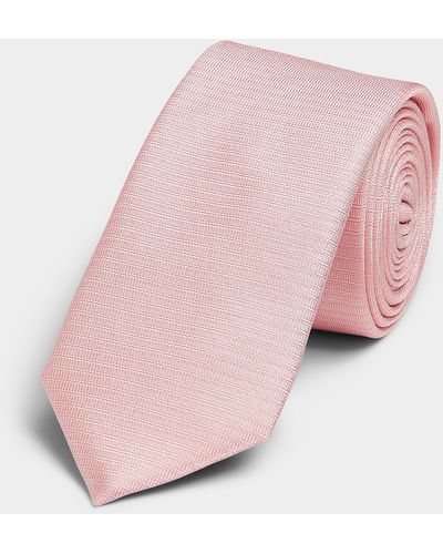 HUGO Hatched Stripe Narrow Tie - Pink