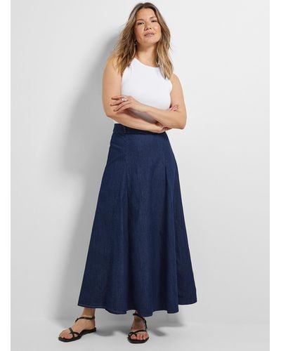 Contemporaine Sleek Denim Maxi Skirt - Blue