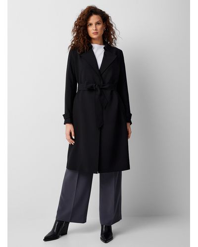 Contemporaine Belted Flowy Trench Coat - Black