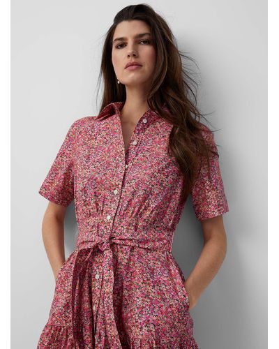 Contemporaine Sumptuous Bouquet Shirtdress Made With Liberty Fabric - Red