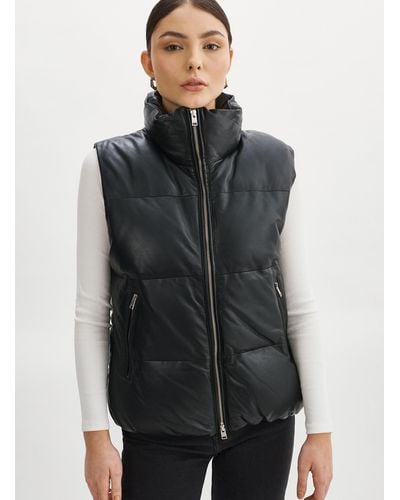 Lamarque Hinna Genuine Leather Quilted Vest - Gray