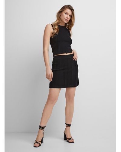Icône Scalloped Pointelle Knit Miniskirt - Black