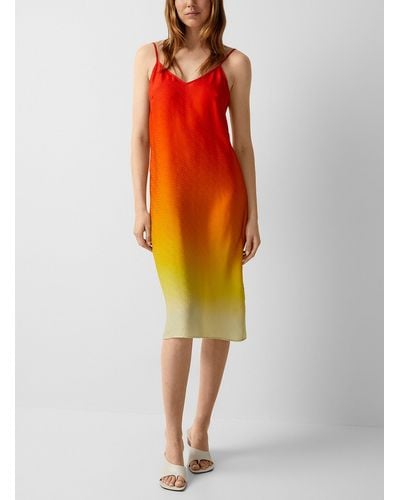 Casablancabrand Monogram Silk Slip Dress - Orange