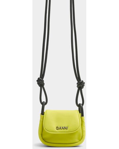 GANNI: Knot Mini Flap bag in nylon - Black  Ganni mini bag A4903 online at