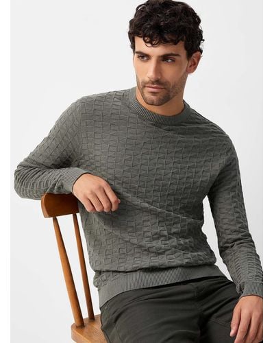 Only & Sons Geo Jacquard Sweater - Gray