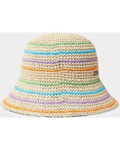 Roxy Colourful Stripe Straw Cloche Hat - Multicolour