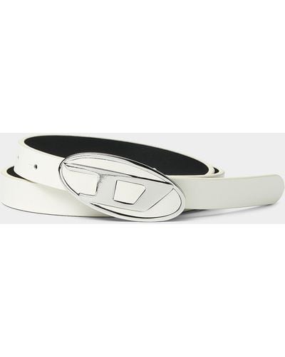 DIESEL Metal Logo Belt - White