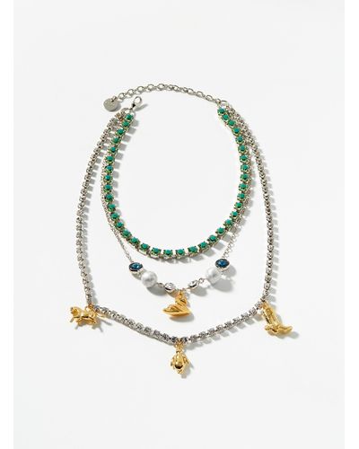 Marni Row Of Charms Triple Necklace - White