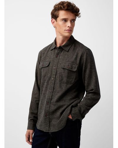 Outerknown Jaspe Solid Flannel Shirt - Black