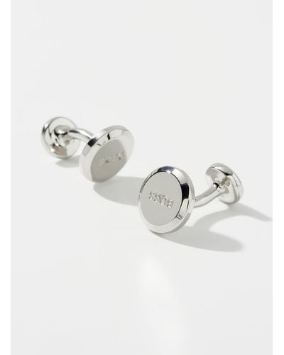 BOSS Engraved Disc Cufflinks - Metallic